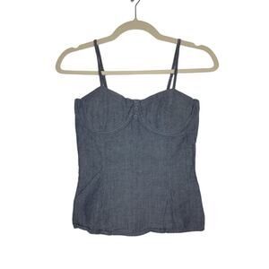 Vintage y2k Energie Padded Stretc Cami Tank Top Corset Denim Summer Blue